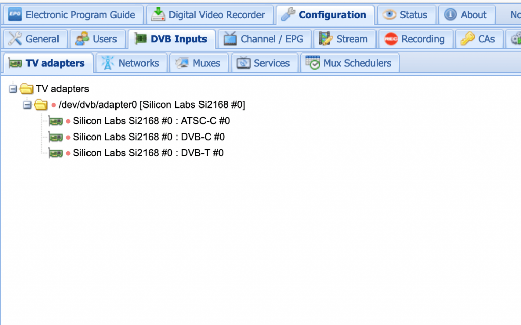 Display of TV Stick that has been detected