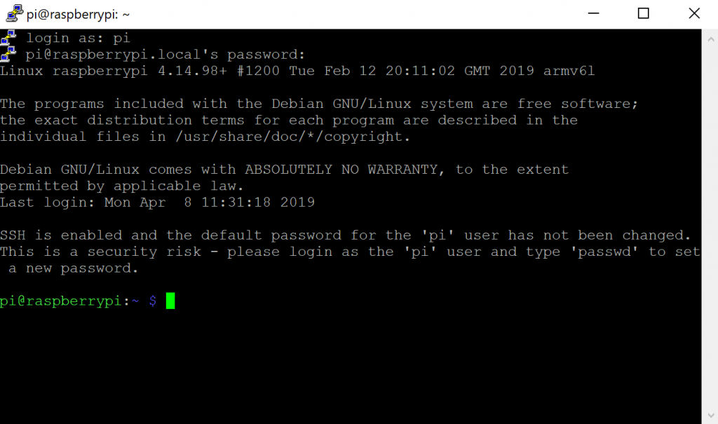 Raspberry Pi Initial Login