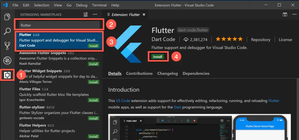 Install Flutter on Windows, Mac OS and Linux