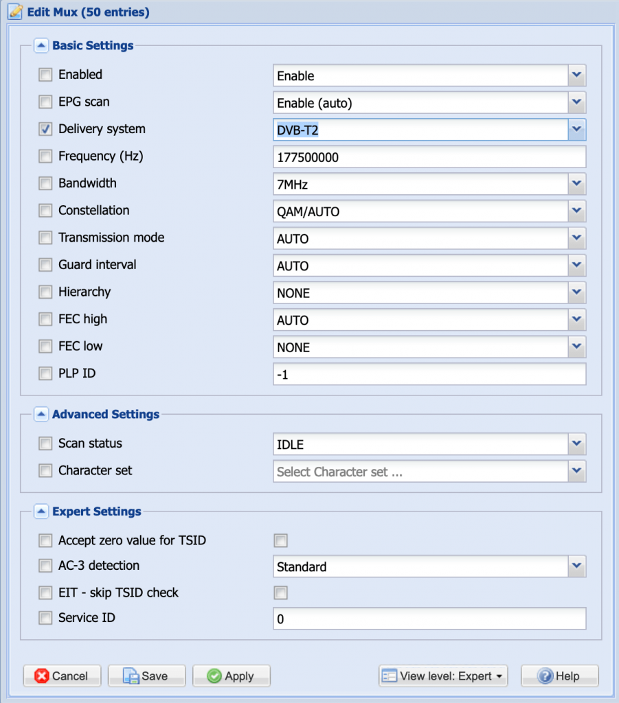 Select the DVB-T2 Receipt System
