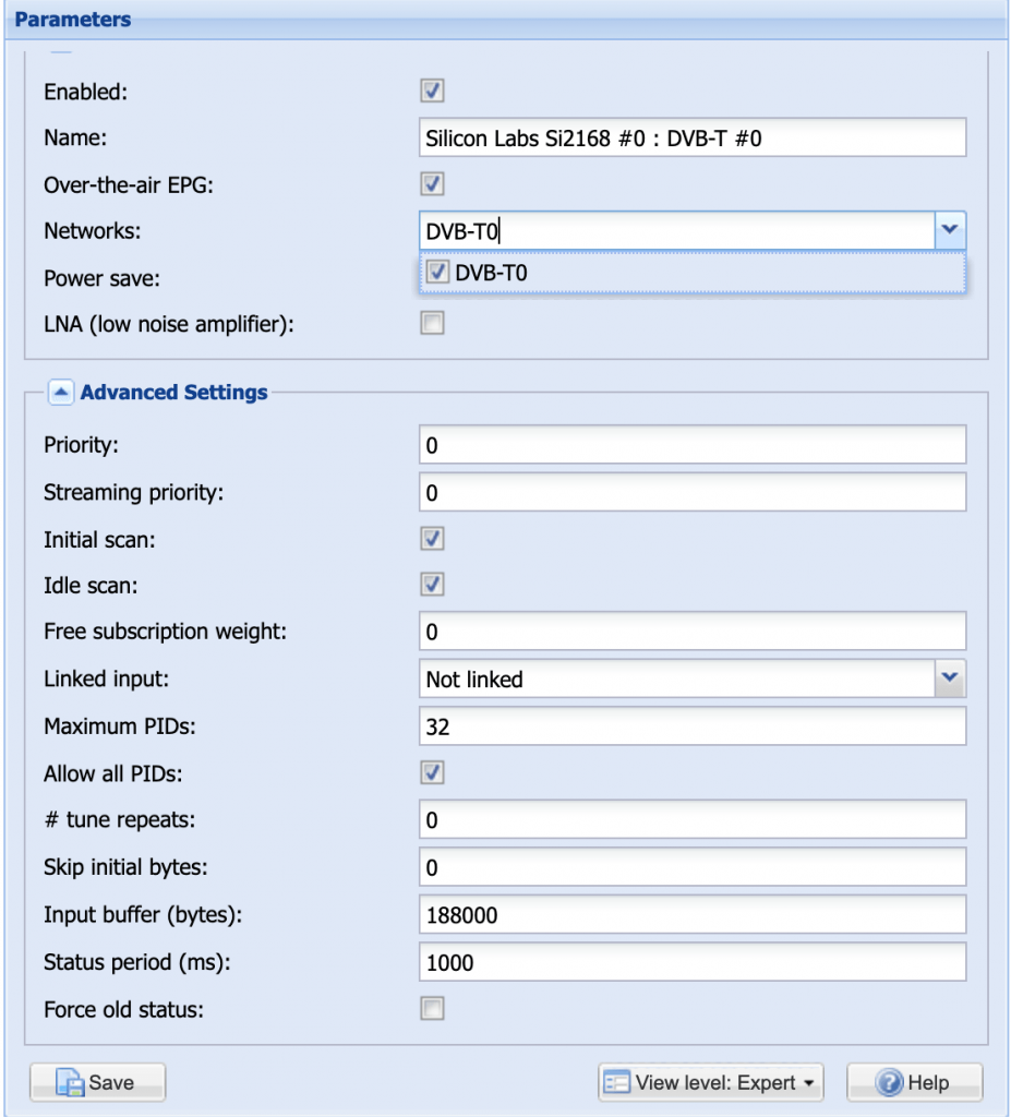 Settings DVB-T